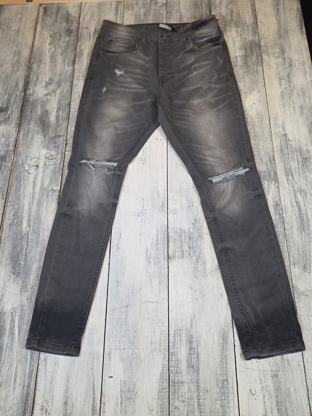 Brave Soul Denim Studio Men's Distressed Charcoal Slim Jeans sz 32R